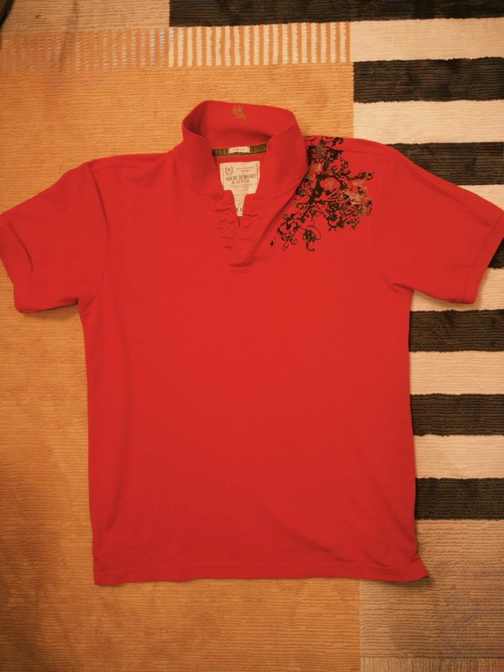 Abercrombie & Fitch Red Polo with Green Embroidered Logo